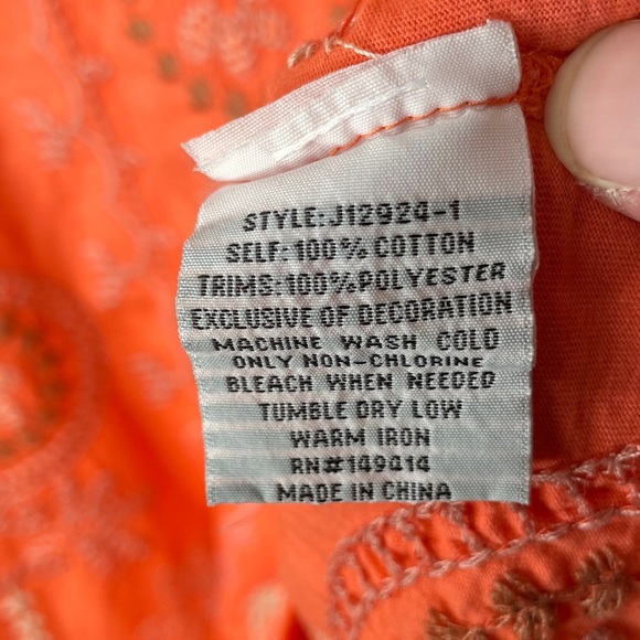 Johnny Was JWLA Faye Crew Neck Tee Size Small in Living Coral Boho Chic - Picture 7 of 12